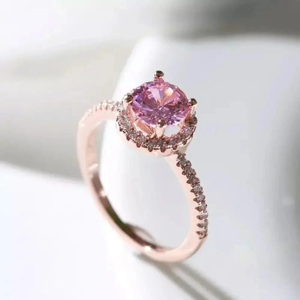 NEW! Dainty “Princess” 18K RG Sapphire Ring Set - Picture 2 of 7